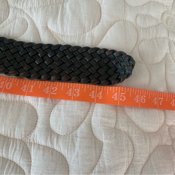 Brown leather belt woven with gorgeous silver stone accented areas stone buckle - Picture 12 of 15